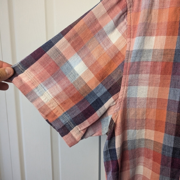 TOMMY BAHAMA Men Plaid Button Down Shirt Size Large 100% Cotton Short Sleeve - Picture 5 of 10